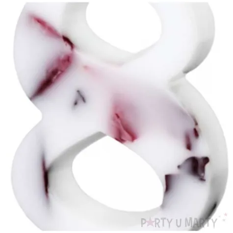 swieczka na tort cyfra 8 platki kwiatow bialy partydeco 8 cm