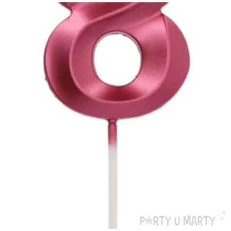 swieczka na tort cyfra 8 rozowa folat 7 cm