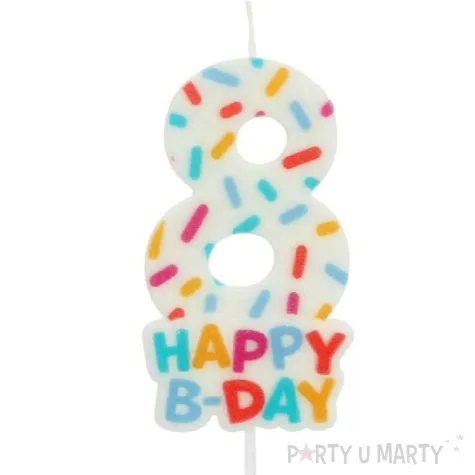 swieczka na tort cyfra 8 sprinkles folat 11 cm