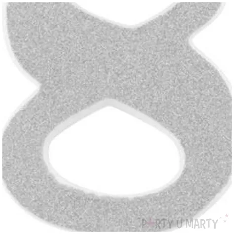 swieczka na tort cyfra 8 srebrna brokatowa givi 15 5 cm