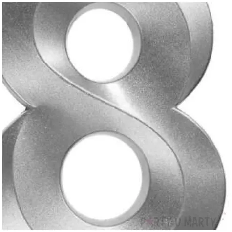 swieczka na tort cyfra 8 srebrna jix 12 cm