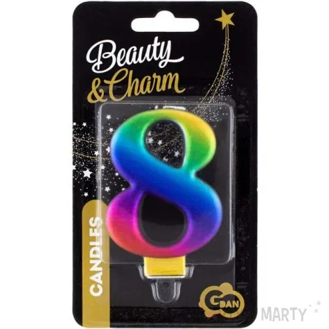 swieczka na tort cyfra 8 teczowa godan 9 5 cm