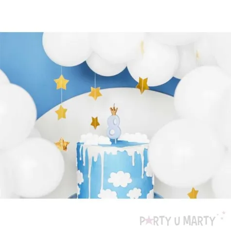 swieczka na tort cyfra 8 w koronie blekitna partydeco 9 5 cm