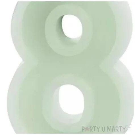swieczka na tort cyfra 8 zielony partydeco 10 cm