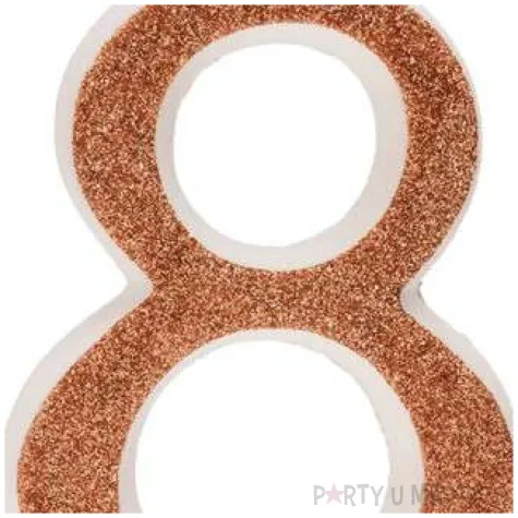 swieczka na tort cyfra 8 zlota brokatowa dekora