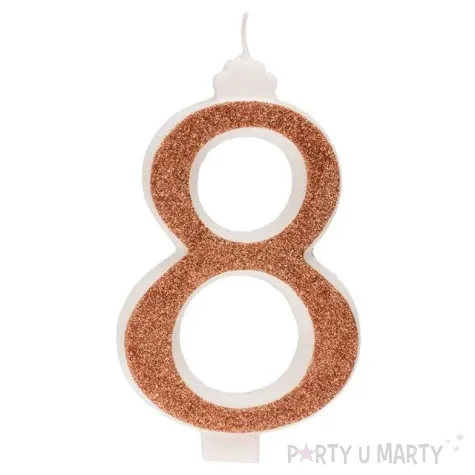 swieczka na tort cyfra 8 zlota brokatowa dekora