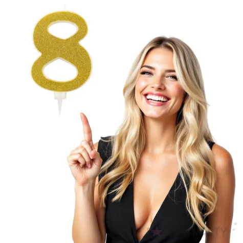 swieczka na tort cyfra 8 zlota brokatowa givi 15 5 cm