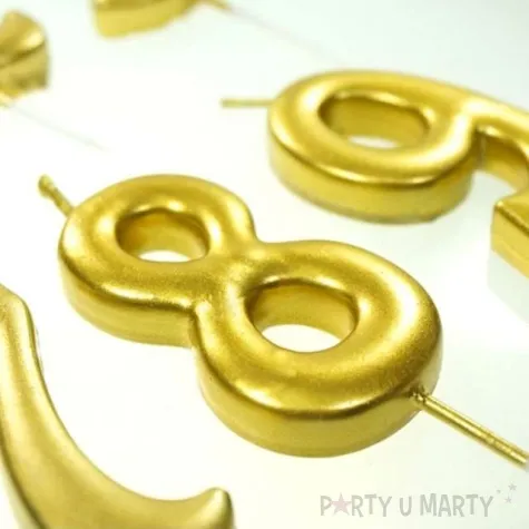 swieczka na tort cyfra 8 zlota dekoracjepolska 6 5 cm