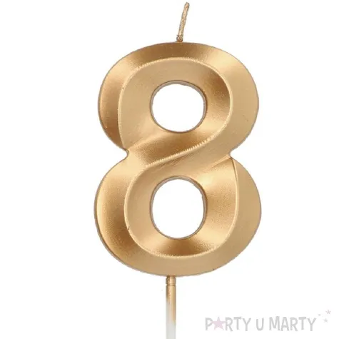 swieczka na tort cyfra 8 zlota folat 14 5 cm