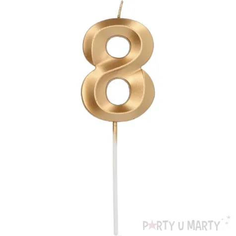 swieczka na tort cyfra 8 zlota folat 14 5 cm