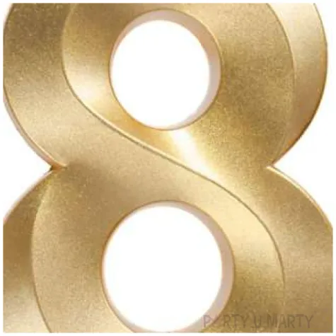 swieczka na tort cyfra 8 zlota jix 12 cm
