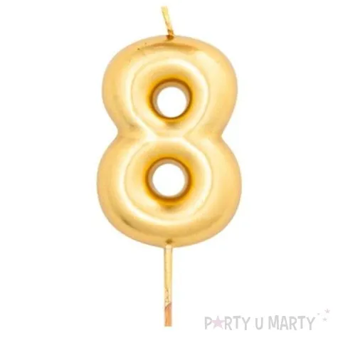 swieczka na tort cyfra 8 zloty metalik givi 8 cm