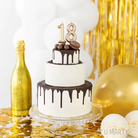 swieczka na tort cyfra 8 zloty partypal 10 cm