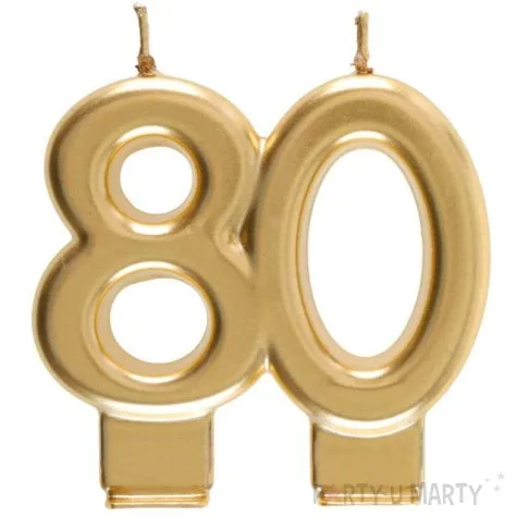 swieczka na tort cyfra 80 zlota santex 9 cm