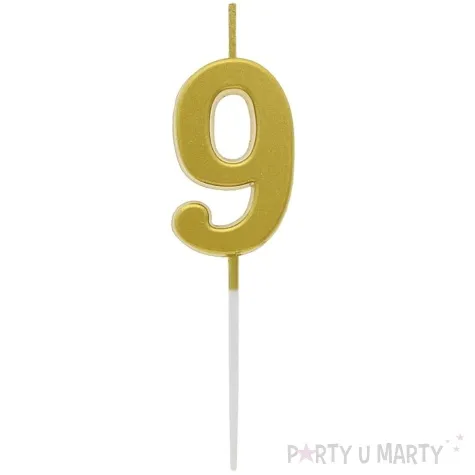 swieczka na tort cyfra 9 beauty charm piker zloty godan 9 5 cm