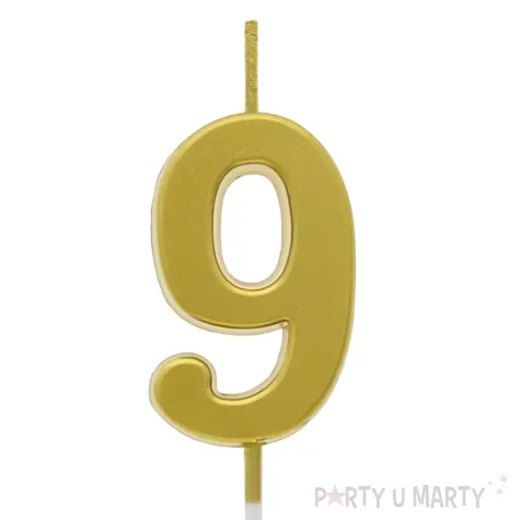 swieczka na tort cyfra 9 beauty charm piker zloty godan 9 5 cm