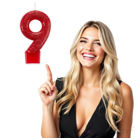 swieczka na tort cyfra 9 brokatowa czerwona amscan