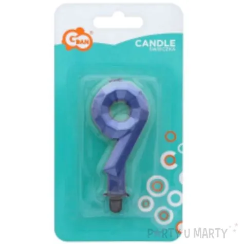 swieczka na tort cyfra 9 diament niebieska godan 7 6 cm