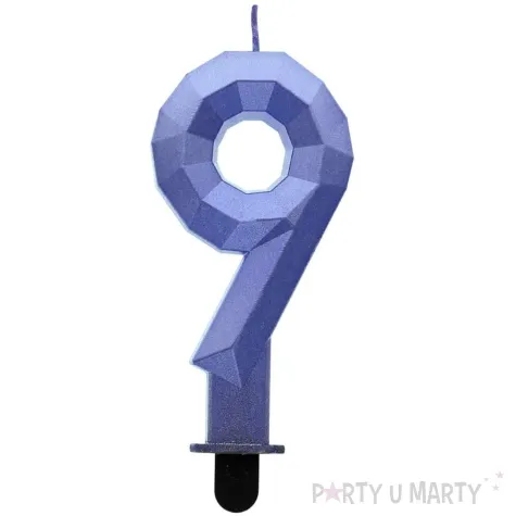 swieczka na tort cyfra 9 diament niebieska godan 7 6 cm