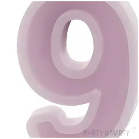 swieczka na tort cyfra 9 fioletowy partydeco 10 cm