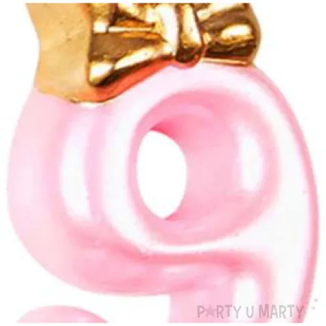 swieczka na tort cyfra 9 happy rozowa jasna jix 9 3 cm