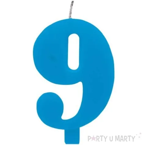swieczka na tort cyfra 9 iskrzaca niebieska givi 9 5 cm