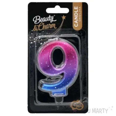 swieczka na tort cyfra 9 kosmos ombre godan 8 cm