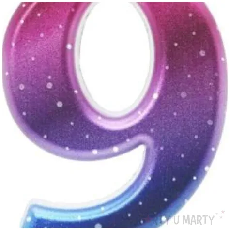 swieczka na tort cyfra 9 kosmos ombre godan 8 cm