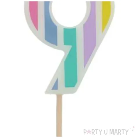 swieczka na tort cyfra 9 mix folat 5 cm