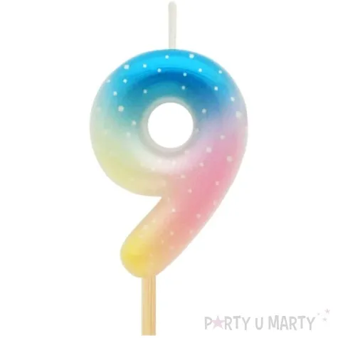 swieczka na tort cyfra 9 piker teczowa godan 4 5 cm