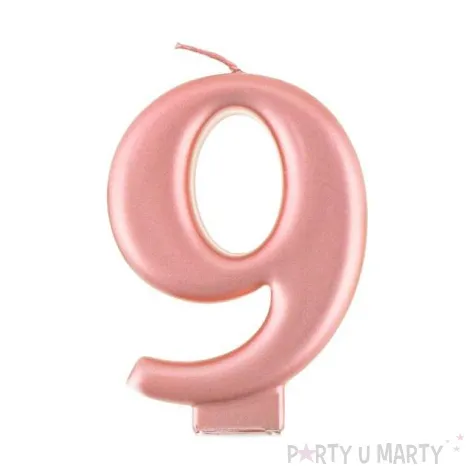 swieczka na tort cyfra 9 rozowe zloto godan