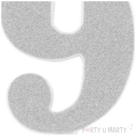 swieczka na tort cyfra 9 srebrna brokatowa givi 15 5 cm