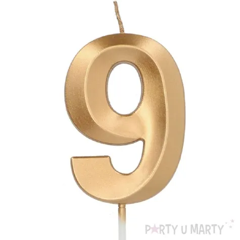 swieczka na tort cyfra 9 zlota folat 14 5 cm