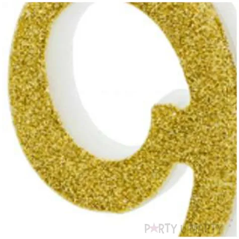 swieczka na tort cyfra 9 zlota partydeco 1 szt