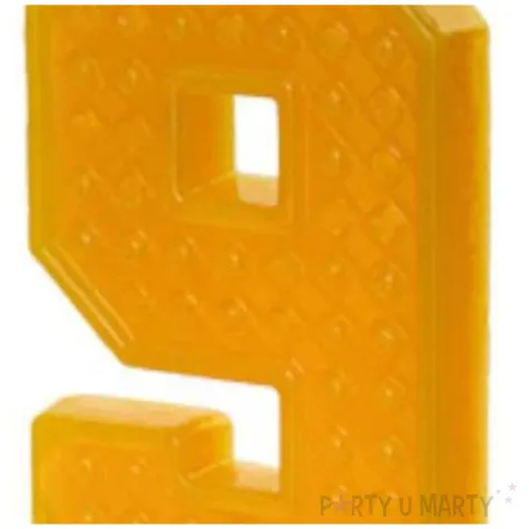swieczka na tort cyfra 9 zolty partydeco 6 cm