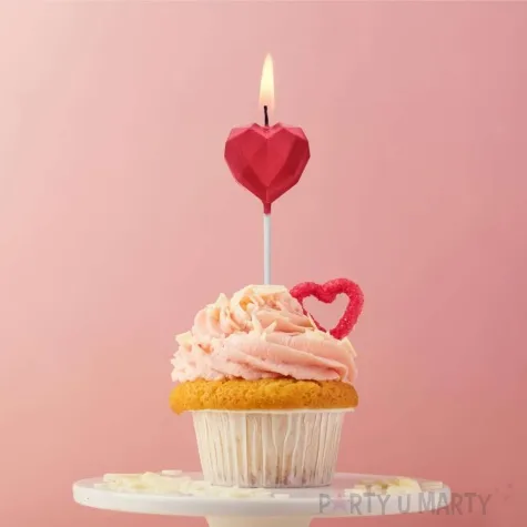 swieczka na tort diamentowe serce czerwony godan 10 5 cm