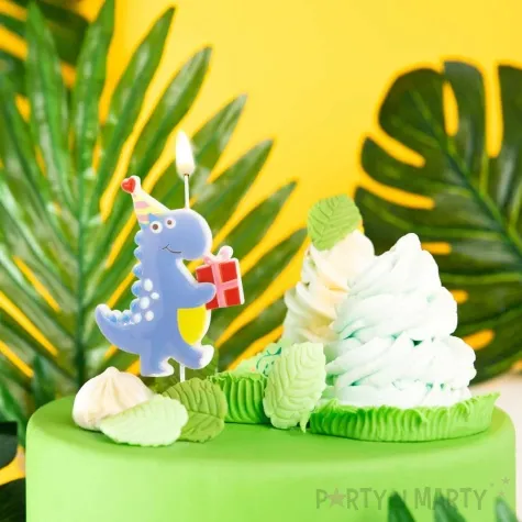 swieczka na tort dinozaur z prezentem partypal 9 7 cm
