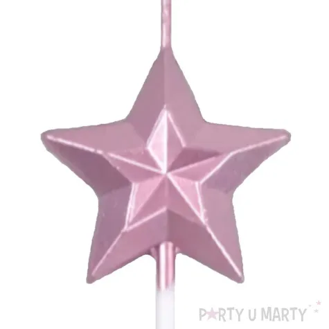 swieczka na tort gwiazdka rozowo zloty jix 9 5 cm