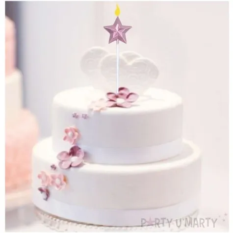 swieczka na tort gwiazdka rozowo zloty jix 9 5 cm