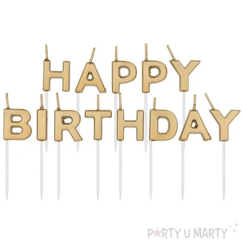 swieczka na tort happy birthday zloty folat 8 cm