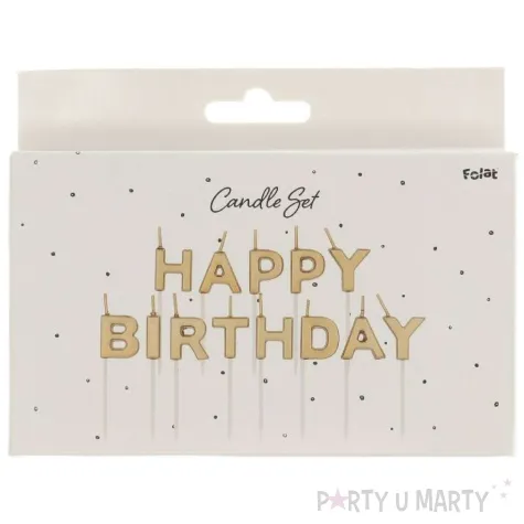 swieczka na tort happy birthday zloty folat 8 cm