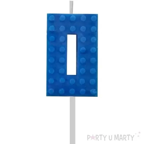 swieczka na tort klocki cyfra 0 niebieska godan 5 5 cm