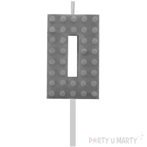 swieczka na tort klocki cyfra 0 szara godan 5 5 cm
