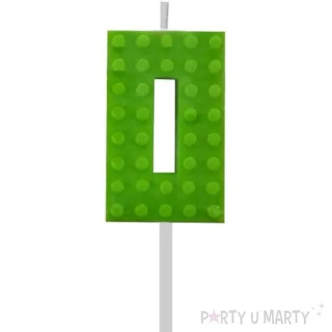 swieczka na tort klocki cyfra 0 zielona godan 5 5 cm