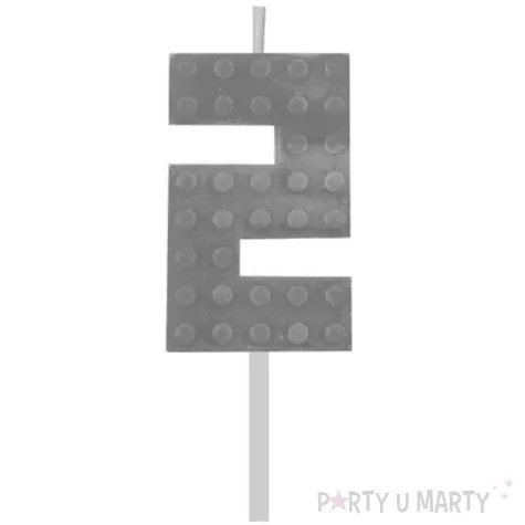 swieczka na tort klocki cyfra 2 szary godan 5 5 cm