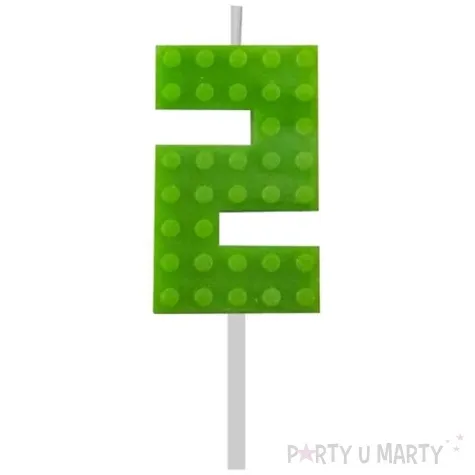 swieczka na tort klocki cyfra 2 zielony godan 5 5 cm