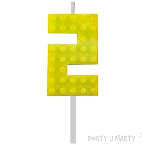 swieczka na tort klocki cyfra 2 zolty godan 5 5 cm