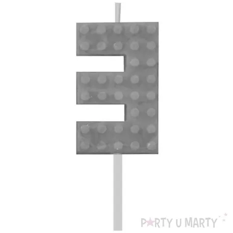 swieczka na tort klocki cyfra 3 szara godan 5 5 cm