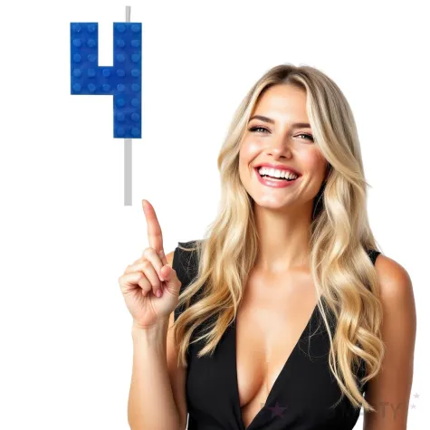 swieczka na tort klocki cyfra 4 niebieska godan 5 5 cm