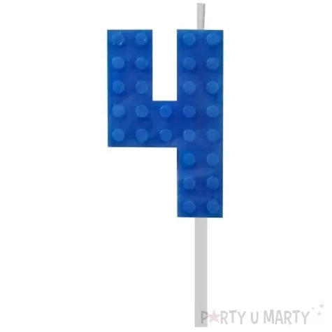 swieczka na tort klocki cyfra 4 niebieska godan 5 5 cm
